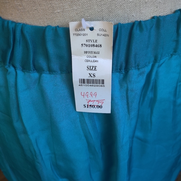 🆕 WHBM Blue Ombre long Maxi 100% Silk A-line summer spring fairycore Skirt (XS) - Picture 10 of 13